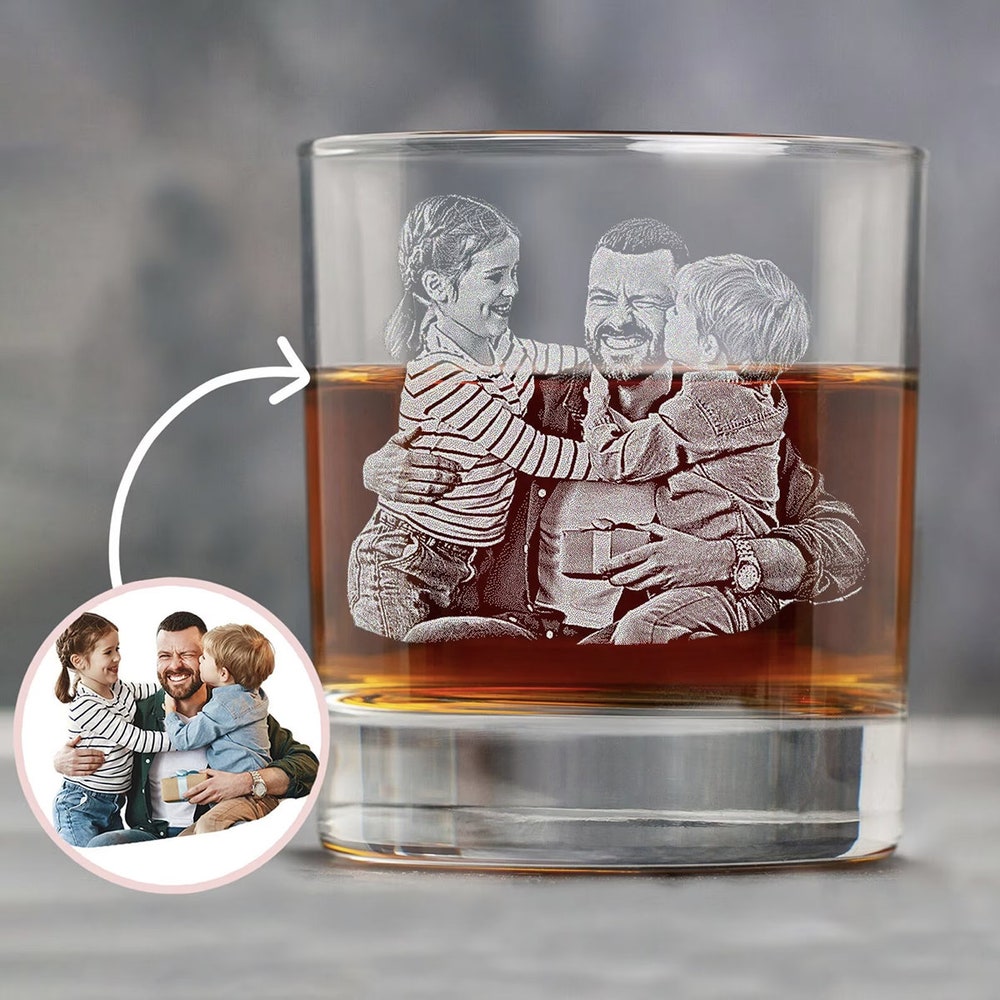 Fathers Day Gifts Custom Father'S Day Gift For Dad, Engrave Your Favorite Photo On Whiskey Glass Gift For Him Gifts For Day Blueshirtfarm