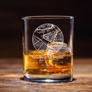 Custom Home Map Whiskey Glass, Personalized Bourbon Glass, Anniversary Gift For Her, Custom Couple Gift, Valentines Day Gift For Him