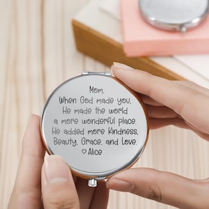 Custom Mothers Day Gifts for Grandma, Personalized Make up Compact Mirror for Her, Sentimental Pocket Mirror Gift from Daughter