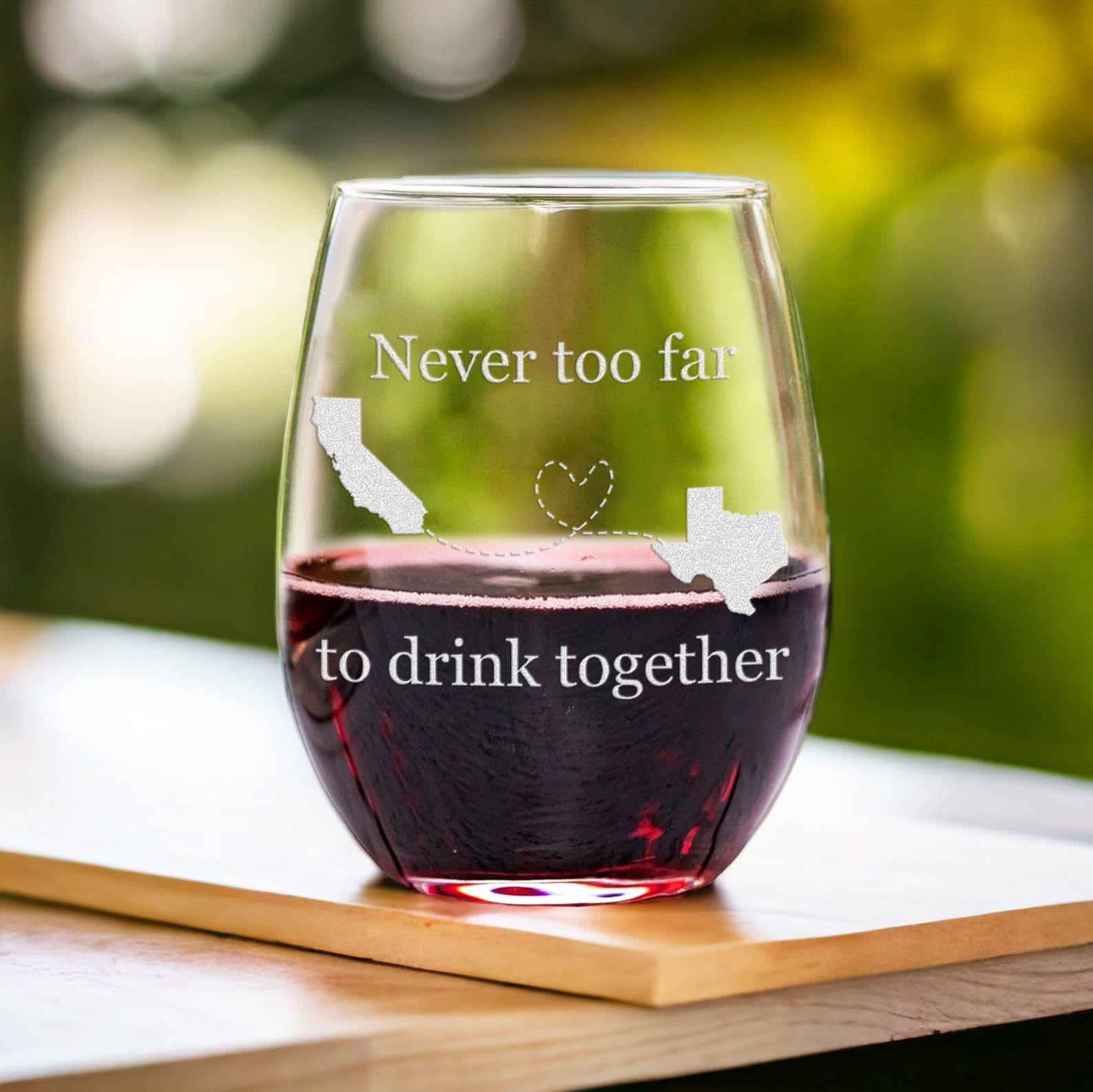 Long Distance Relationship Glass Set - Custom Gift for Best Friend, Valentines Day Gift for Couple