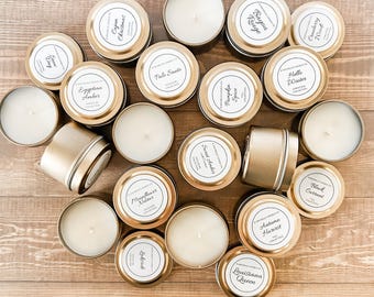 2oz Soy Candle Tin: Travel Candle, Home Fragrance