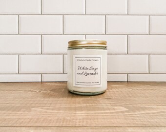 White Sage with Lavender Soy Wax Candle | Lavender Candle | Sage Candle | Gift for Her | Gift for Him | Mother's Day | Graduation Gift