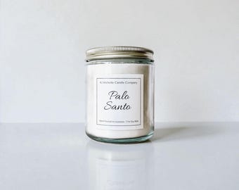 Palo Santo Soy Wax Candle | Smoky Sandalwood and Amber Scent | Luxury Woodsy Home Fragrance