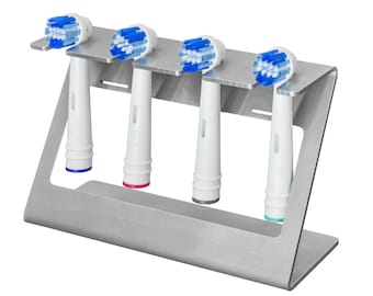 Tandenborstelhouder, houder voor 4 opzetborstels, roestvrij staal, incl. wandhouder, tandenborstelhouder, steland metallmanufaktur®