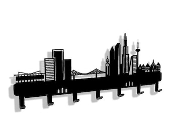 Clavier Frankfurt Skyline en acier, clavier et support pour clés, vestes, serviettes, steland metallmanufaktur®