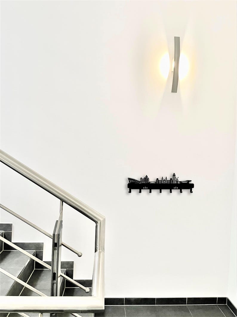 Front Key Railing Steel Key Key Rack Amsterdam Skyline Made of Steel, Key Rack and Holder for Keys ...