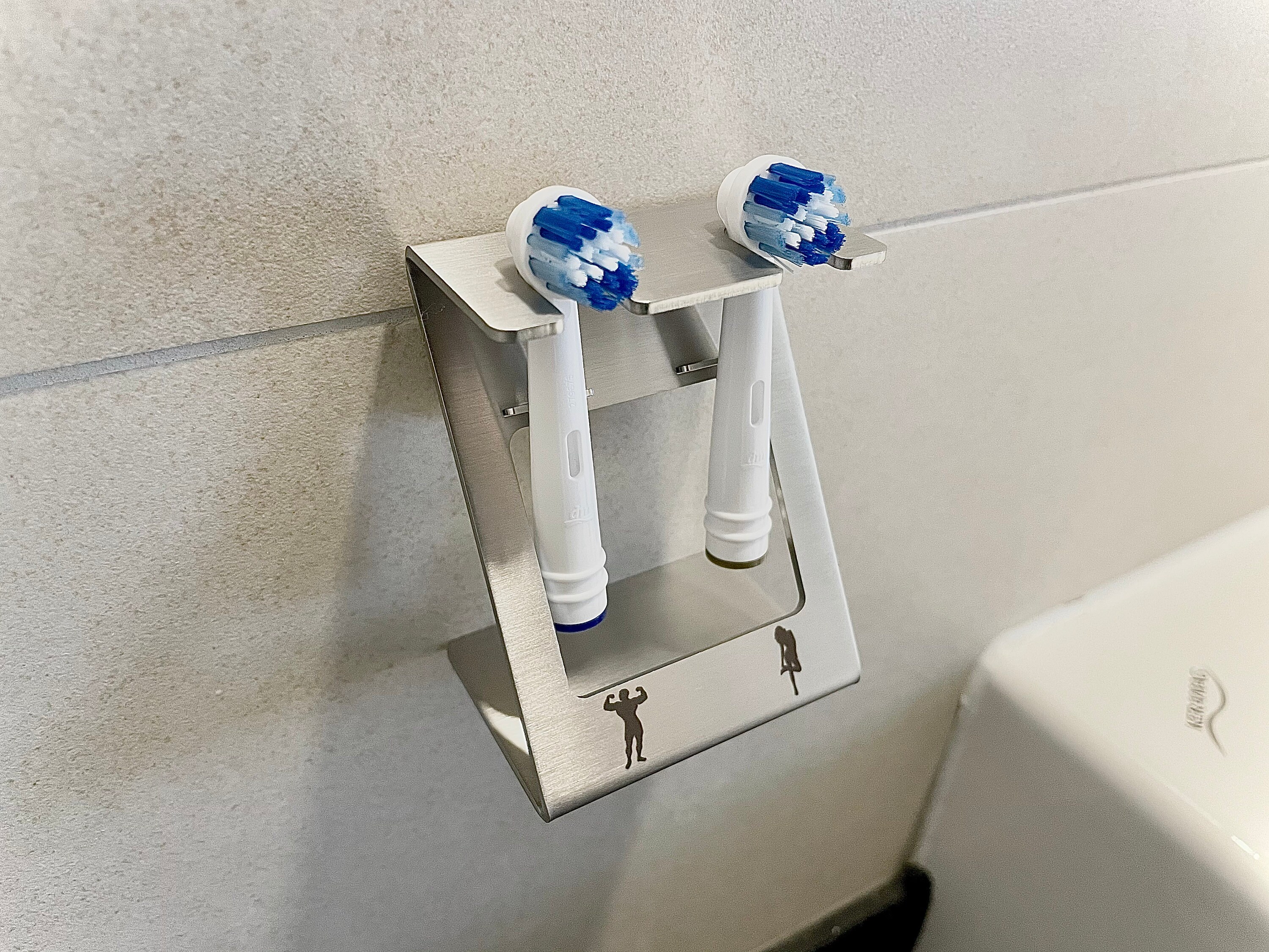 XILIMEN Tandenborstelhouder elektrische tandenborstel, 2 stuks roestvrijstalen tandenborstelhouder, zelfklevende tandenborstelhouder voor aan de muur, zonder boren, zilver