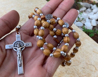 12 pcs Olive Wood Rosaries , Necklace with Stainless Steel Cross - Jerusalem Holyland