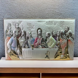 SILVER METAL 7.28 inch The Last Supper Icon - Jesus Christ - Silver - very high quality , Jerusalem Holy Sepulchre Church
