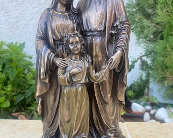 Liquidación de existencias Estatua de la Sagrada Familia de 9,84 pulgadas de diseño veronés de muy alta calidad hecha de resina recubierta de bronce fundido en frío