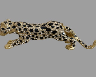 Crystal Enamel Tiger Jewelry Box: Animal Figurine Decor