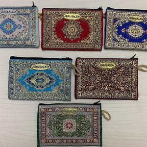 Speciale aanbieding 6 stuks, handgemaakte portemonnees, ritssluiting gemaakt van hoogwaardige stof met ritssluiting uit het heilige land van Jeruzalem 10 x 15 cm (5,9&quot; x 4&quot;)