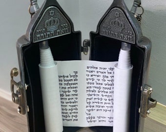 7,08 Zoll, sehr hochwertiges Tora-Buch, Sefer Tora hebräische jüdische Bibel sehr hochwertiges emailliertes Metall aus JERUSALEM heiliges Land große Größe
