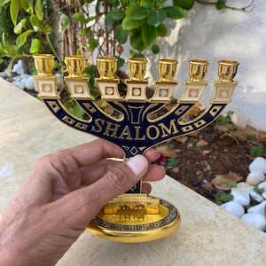 6.1”  inches chanukah Menorah  7 branch hanukah menorah  Gold & black metal , high quality from JERUSALEM holy land