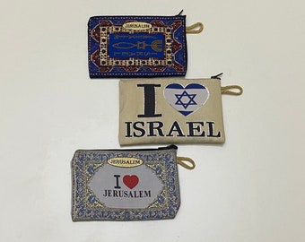 3 pouches!! High quality hand made coins purse , 3 Pouches made of fabric  from Jerusalem- Israel 10 X 15 cm ( 5.9 inch X 4 inch)