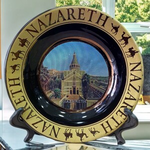 The Church of the Annunciation in NAZARETH ceramic plate , home decor from the holy land (3 sizes available)