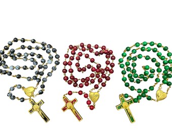 3 pcs catholic rosaries , necklace rosaries , length 78.5 cm , crystal beads 8 m”m , high quality from JERUSALEM holy land terra santa