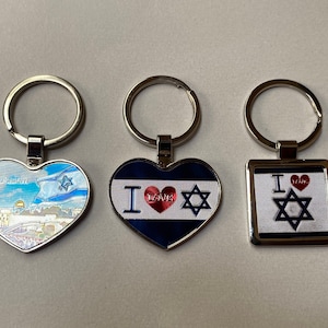 3 key holders from jerusalem holy land , stainless steel
