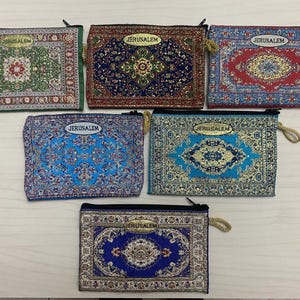 Speciale aanbieding 6 stuks, handgemaakte portemonnees, ritssluiting gemaakt van hoogwaardige stof met ritssluiting uit het heilige land van Jeruzalem 10 x 15 cm (5,9&quot; x 4&quot;)