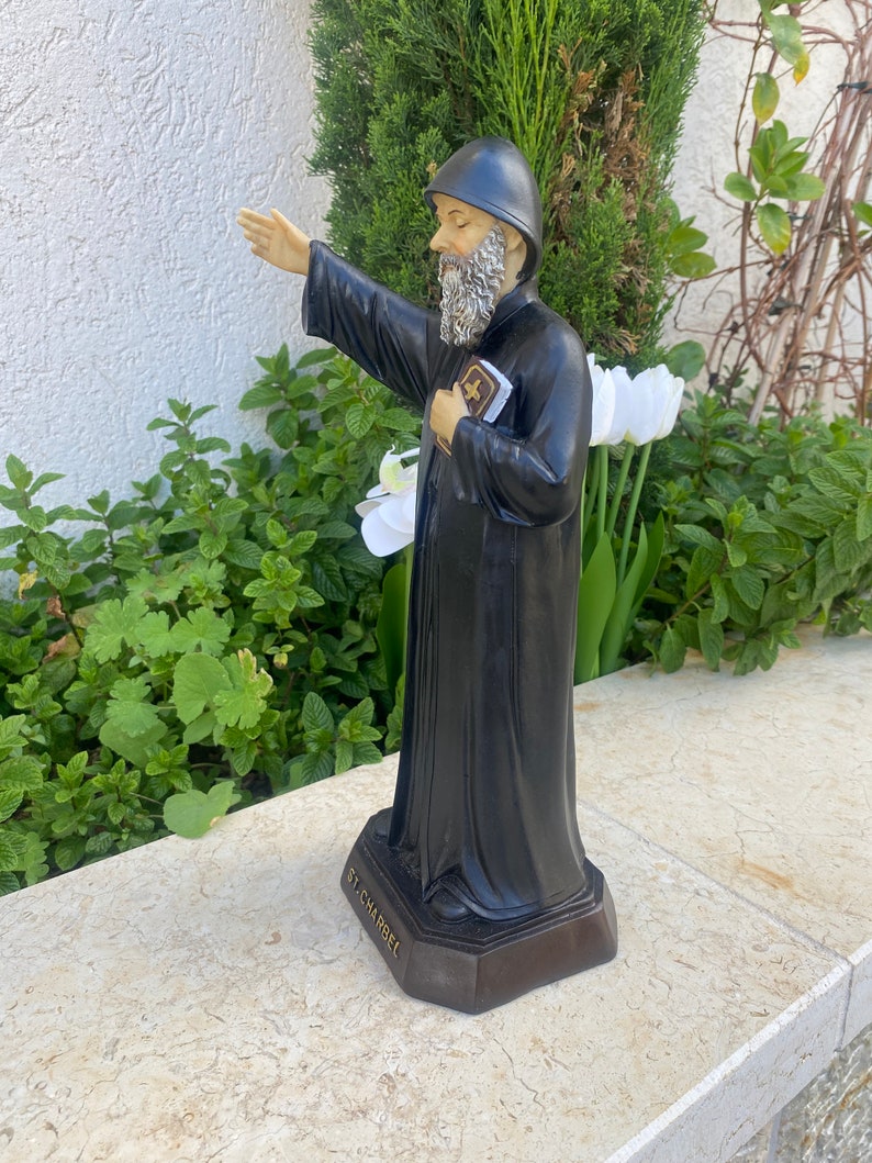 11.8 inch SAINT CHARBEL statue , high quality st charbel made of resin from the holy land image 3