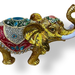 Elephant figurine made of high quality Enamel Metal , Crystals and Zircon - Home Decor