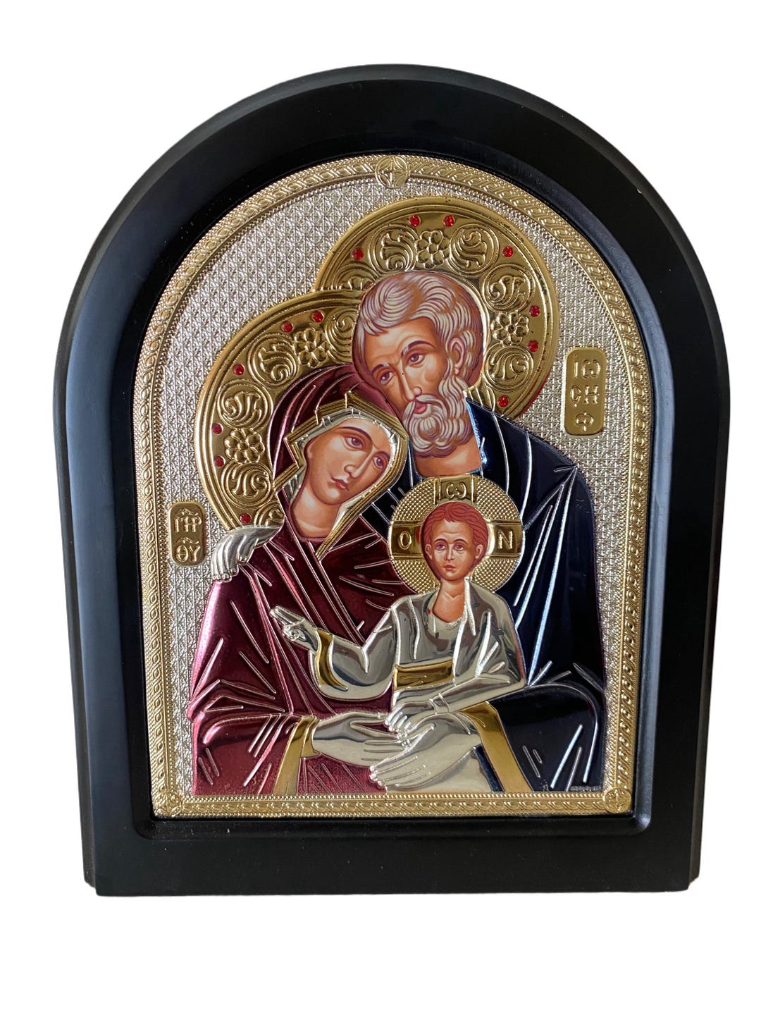 Silver Holy Family Icon With Stand - Christian Home Decor From ...