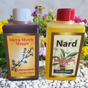 2 bottles anointing NARD + Myrrh mira Authentic Concentrated Pure 100%  ,   from JERUSALEM holy land terra santa