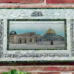 Placa de Jerusalén hecha a mano: Cúpula de la Roca y Mezquita de Al-Aqsa
