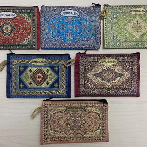 Speciale aanbieding 6 stuks, handgemaakte portemonnees, ritssluiting gemaakt van hoogwaardige stof met ritssluiting uit het heilige land van Jeruzalem 10 x 15 cm (5,9&quot; x 4&quot;)