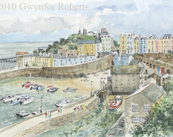 Tenby Harbour. Fine Art print. Welsh Art for sale. Paintings of Wales