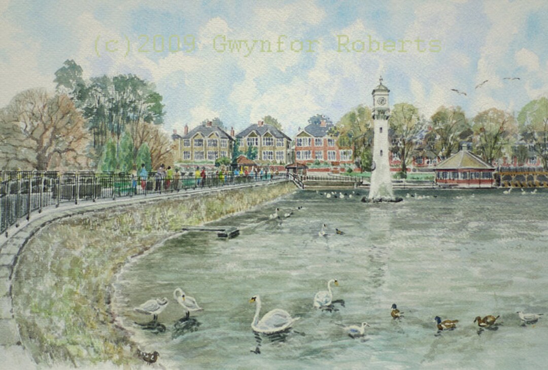 Roath Park and Clock, Cardiff, South Wales. Fine Art Print by Ystrad ...