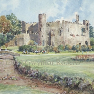 Laugharne Castle, Carmarthenshire. Welsh Art for sale. Paintings of Wales. Welsh Artist Gwynfor Roberts
