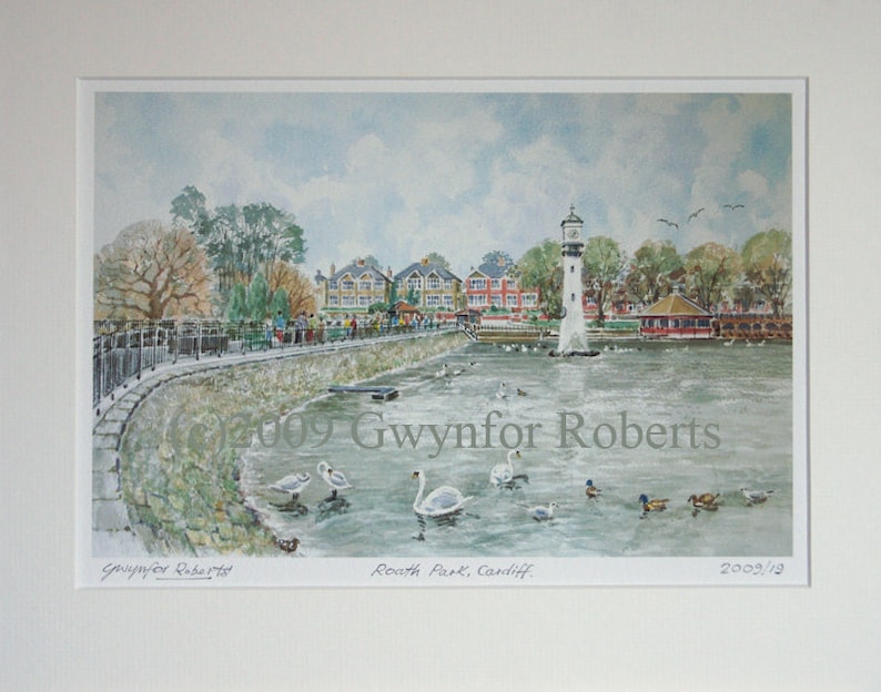 Roath Park and Clock, Cardiff, South Wales. Fine Art Print by Ystrad ...