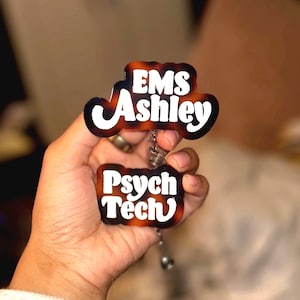 Custom Tortoise Shell Badge Reel, Personalized Name, Alligator Clip