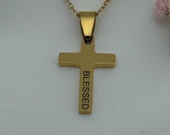 Dainty Gold Cross Pendant, Personalized Cross Necklace for Women, Christian Gifts, Necklaces for women, Gift for her, Christmas Gifts