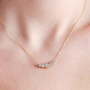 Tiny Gold Necklace, Dainty Gold Necklace, Gold necklace, CZ Necklace, Simple Necklace, Minimalist Necklace, Gifts for her, Christmas Gifts