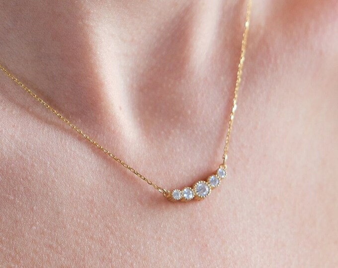 Tiny Gold Necklace, Dainty Gold Necklace, Gold necklace, CZ Necklace, Simple Necklace, Minimalist Necklace, Gifts for her, Mothers Day Gift