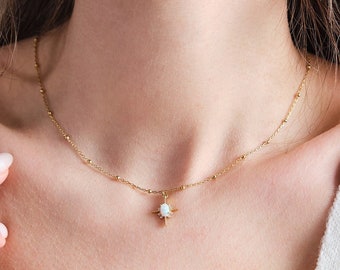 Opal star necklace, dainty opal necklace, Celestial jewelry, gold necklace, dainty necklace, birthday gift for her, jewelry gift, mom gifts
