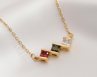 Family Birthstone Necklace, Dainty Birthstone Jewelry, Birthstone Necklace for Mom, Birthday Gift, Christmas Gift, Personalized Gifts
