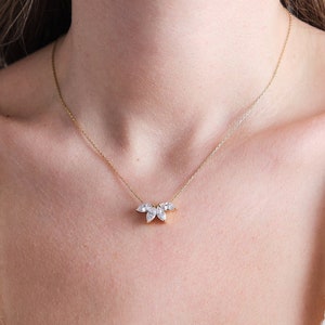 Marquise Diamond Necklace, Flower Petal Diamond Necklace, Flower Necklace, Bridesmaid Gift, Mom Gifts, Necklaces for Women, Gifts For Her