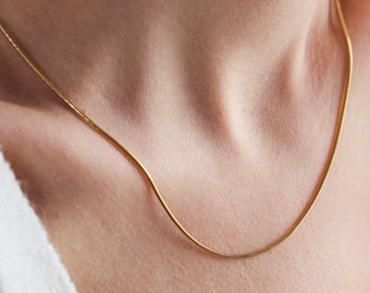 Round Snake Chain Necklace, Rose Gold Chain, 18K Gold Chain Necklace, 1.65 mm Chains for Women, Mom Gifts, Christmas Gifts, Unisex Chains