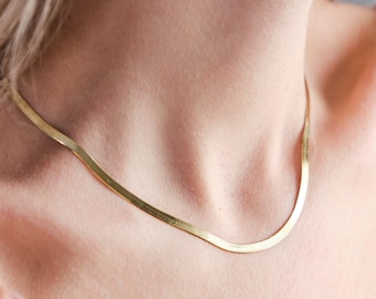 ★HARANG★ HR 345N_Herringbone Snake Chain Necklace (Thick) KIKICHIC | NYC | Herringbone Snake Choker Necklace in Silver