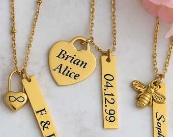 Personalized Minimalist Bar Name Necklace, Gift for Mom, Mother's Day Gift