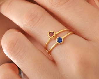 Minimalist Birthstone Ring, Gemstone Ring, Stacking Ring, Gifts for Mom, Birthday Gift, Personalized Ring, Bridesmaid gift, Mothers Day Gift