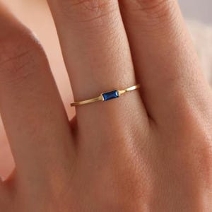 Custom Baguette Birthstone Ring, 18K Gold September Gemstone Ring, Birthday Gift, Mothers Ring, Gift For Mom, Christmas Gift, Gift for Her