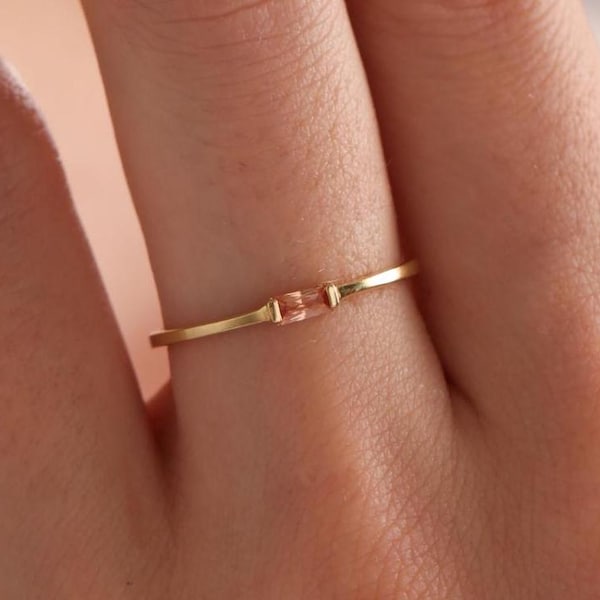 Custom Birthstone Ring, Dainty Birthstone Ring, Stacking Birthstone Ring, Personalized Birth Month Jewelry, Gift for Mom, Birthday Gift