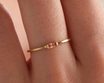 Birthstone Ring, Dainty 925 Sterling Silver Minimalist Ring, Custom Gold Ring Gift for Her, Birthstone Jewelry, Family Ring, Christmas Gift