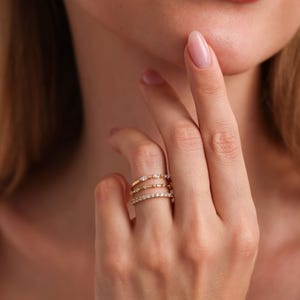 Diamond Stacking Ring Set, Set of 3 Dainty Rings, Crystal Jewelry ...