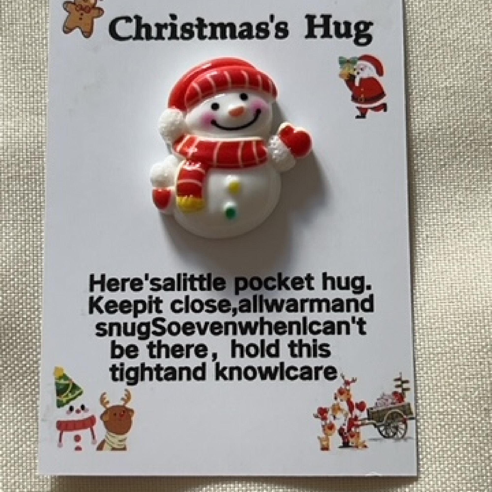 Christmas Pocket Hug Card with Resin Charms - A Thoughtful, and Meaningful Holiday Gift Add-On - Assorted Holiday Designs, Little Hug Gift