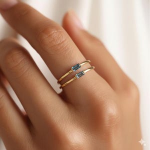 Custom Baguette Birthstone Ring, 18K Gold Gemstone Ring, Birthstone Jewelry, Birthday Gift, Mothers Ring, Gift For Mom, Mother's Day Gifts image 4